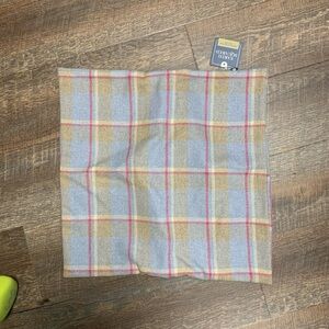 NWT Wool Pillow Case Sham Plaid Soft Red Gray Blue Tan Earth Squared ~16x16in